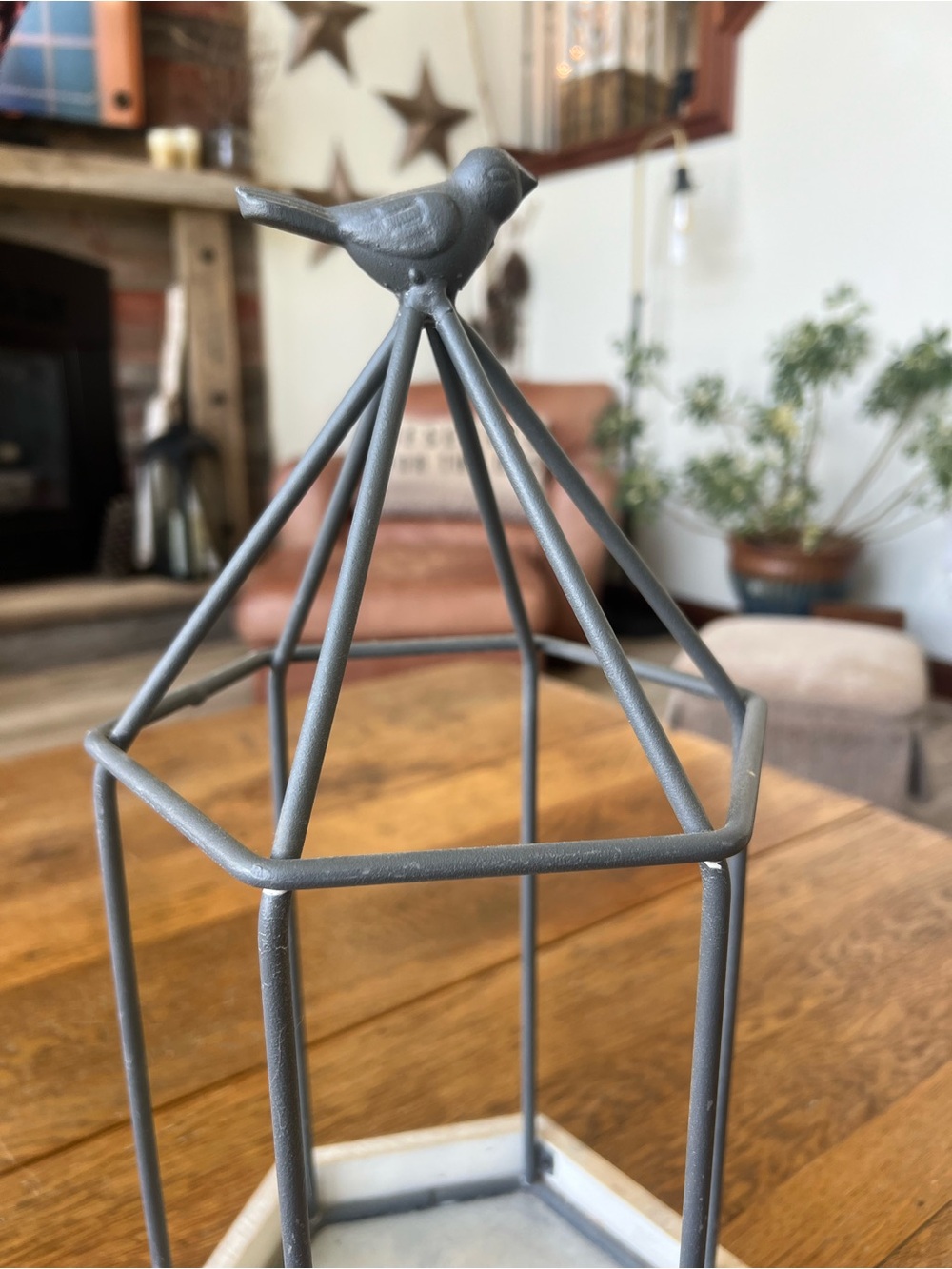 Decorative candle holder Metal Bird Cage Accent - Gray